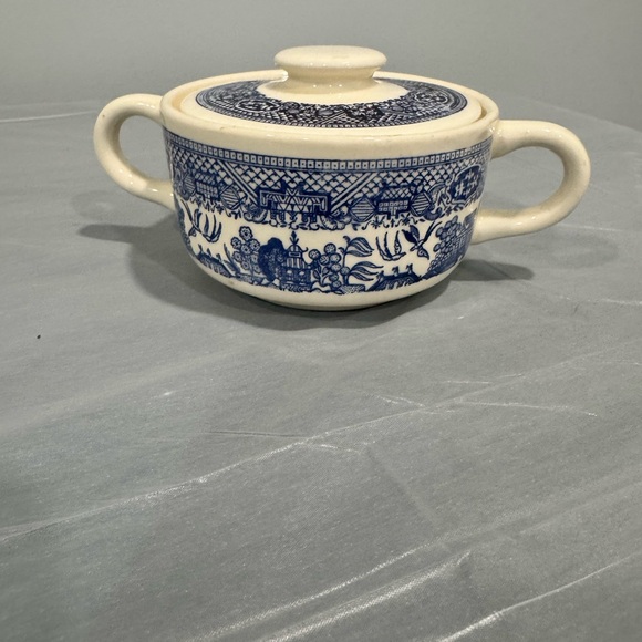 Vintage Blue & White Covered Soup Bowl | Cottagecore Decor - Picture 6 of 11